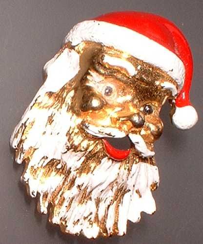 Vintage Christmas Pin Santa w Beard Signed Gerrys
