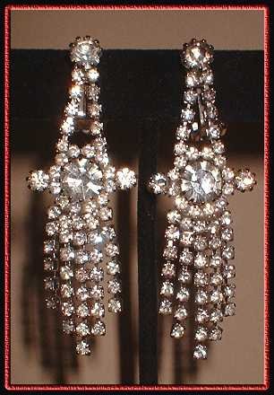Vintage Grand Chandelier Rhinestone Earrings 1950s 8220