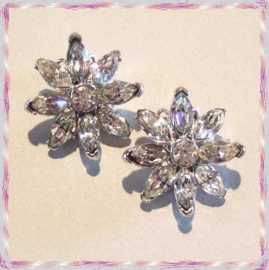 Vintage Bogoff Crystal Earrings Designer Signed 9463