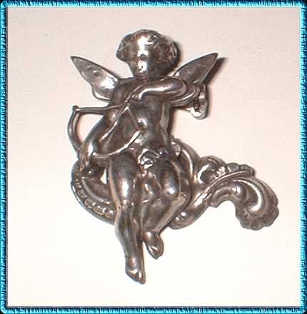 Art Nouveau Sterling Cupid Angel Pin Kerr or Keller 9419