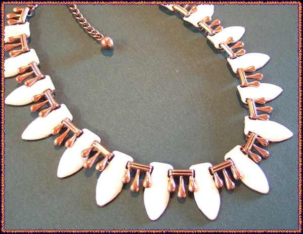 Matisse Copper Enamel Necklace White Teardrop Design 9654