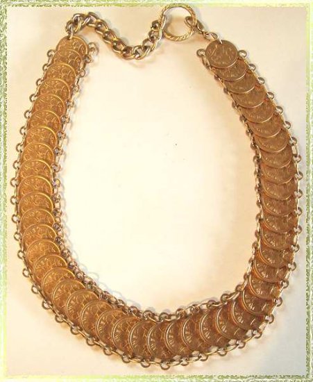 Gold Coin Necklace Vintage British Virgin Islands 9620