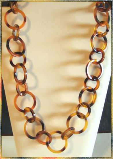 Retro Tortoise Plastic Necklace Round Hoop Links 9516