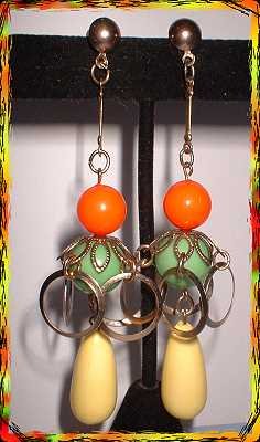 Retro Modern Earrings Vintage Fruity Lime Yellow Orange 9067