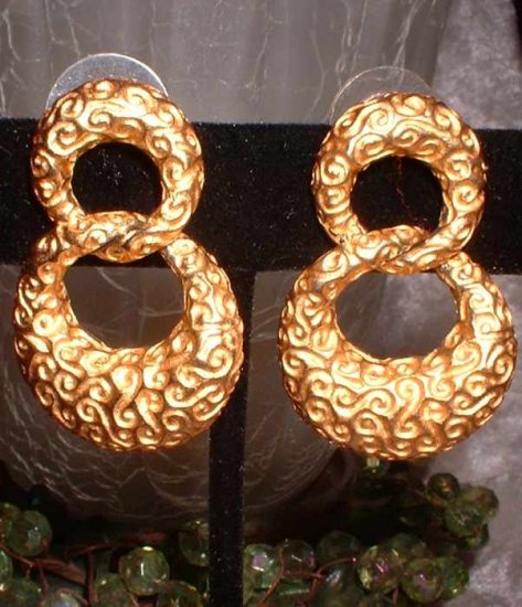 Gold Hoop Earrings Vintage Anne Klein Designer Signed 6872