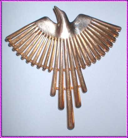 Vintage Bird Pin Signed JJ Gold and Silver Thunderbird 8417