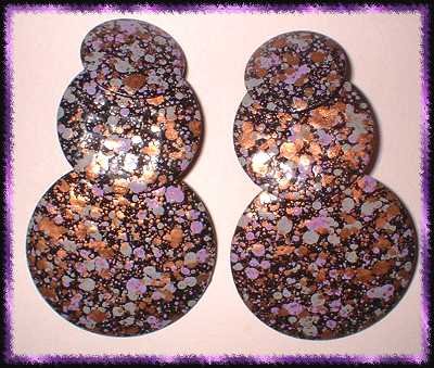 Copper Earrings Vintage Tiered Copper Enamel Circles 8861