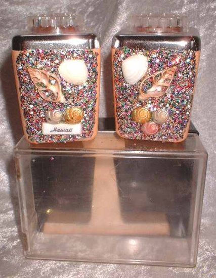 Vintage Celluloid Hawaii Salt and Pepper Set NIB 6545