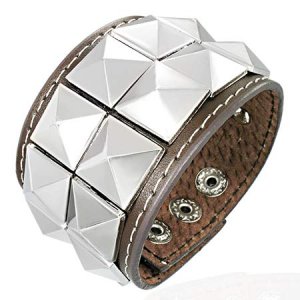 Studded Brown Leather Cuff Bracelet