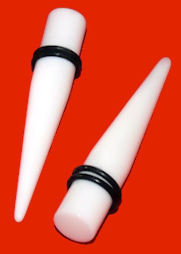 Pair White Acrylic G Mm Ear Taper Stretcher Expanders Plugs Gauges