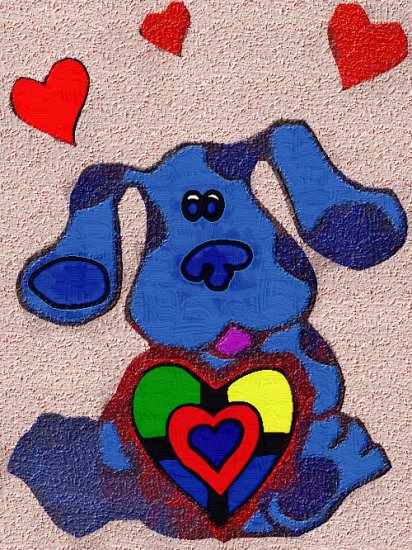 24x36 Blues Clues-with Hearts Gothic Oil style
