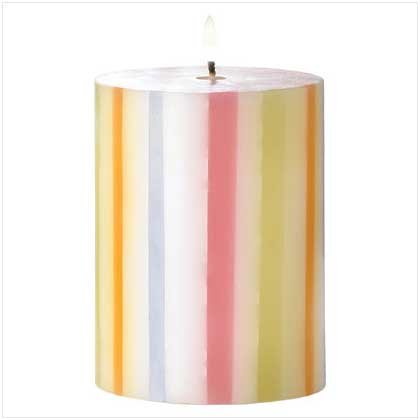 Candy Striped Pillar Candle