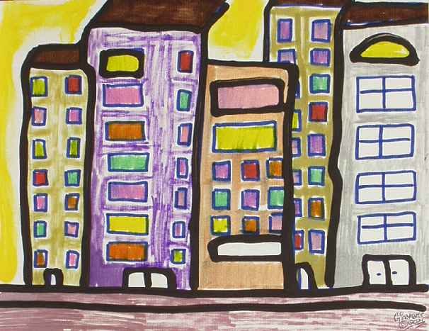 Sweet City Ginamarie Art Cool Abstract Original Signed Painting