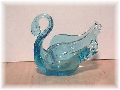 CHANTILI blue glass SWAN - Handmade in Canada - home decor - collectible