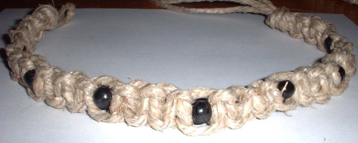 Thick Hemp Necklace Choker with Black wood beads