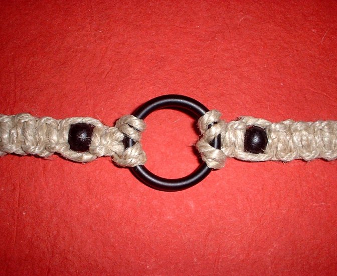 Thick Hemp Choker Necklace with Metal Ring