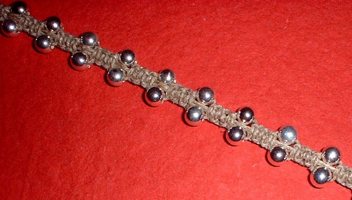 Hemp Choker Necklace with metallic beads