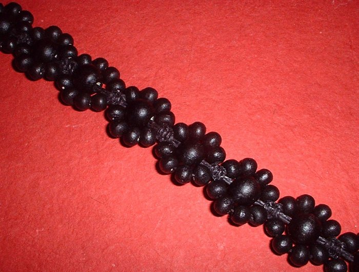Black Flower Wood Bead Hemp Choker Necklace