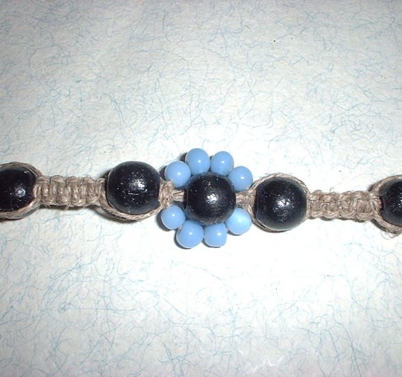 Hemp Jewelry Baby Blue Flower Choker Necklace Hippie