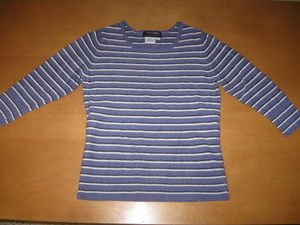 100% Cashmere Country Shop Striped 3/4 Sleeve Sweater S