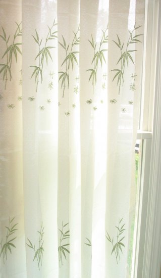 2 embroidered semi-sheer panels, Bamboo