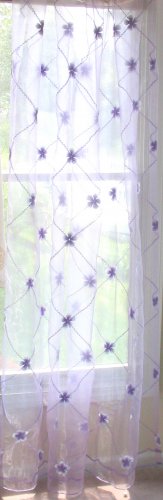 Embroidered flower Sheer Panels, light purple
