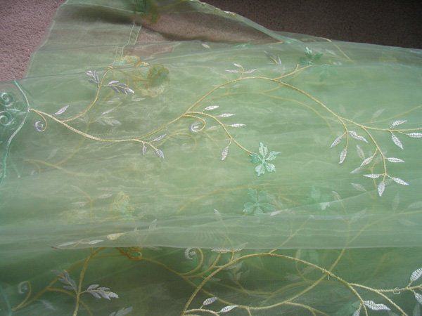Embroidered Sheer Panels - Light Green