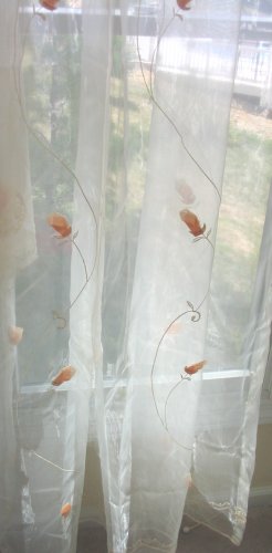 Embroidered sheer panels - rosebud - ivory