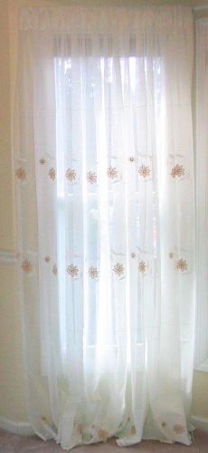 2 embroidered semi-sheer panels - off white