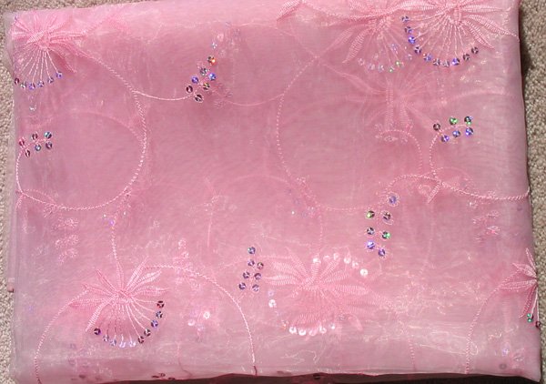 2 embroidered Sheer Panels - Pink