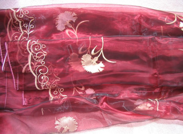 2 embroidered Sheer Panels - Burgandy