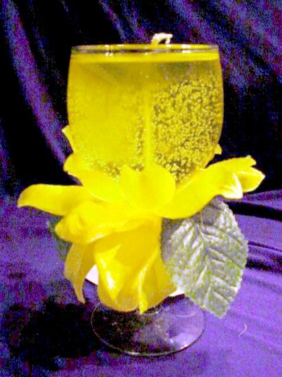 Yellow Rose Flower Candle Centerpiece Gift