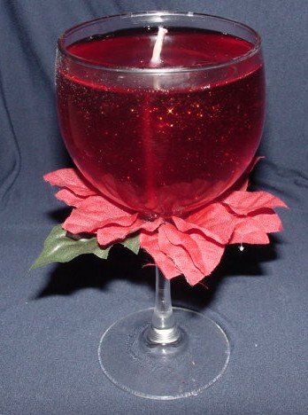 Silk Poinsetta Gel Candle Centerpiece Novelty Christmas Gift