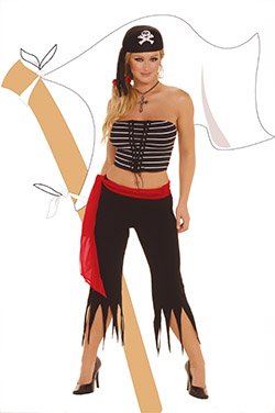 Pirate 4 Piece Costume Black Sizes S-L