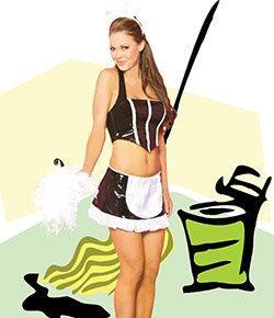 Vinyl 3 Piece French Maid Costume Black Sizes S-L