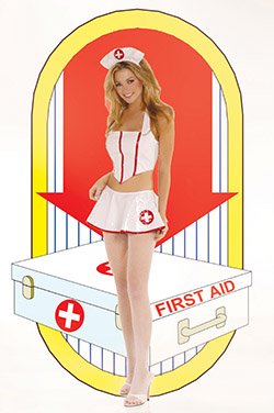 Flirty Nurse 3 Piece Vinyl Costume White Sizes S-L