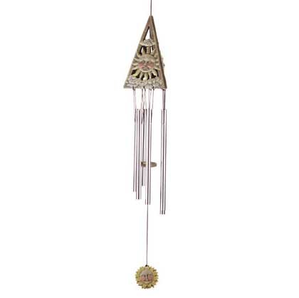 31829 Wood 3-d Sun Triangle Wind Chimes