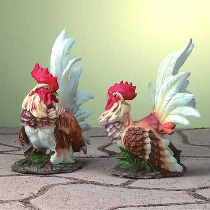 28524 Porcelain Rooster Pair