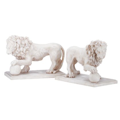 31640 Alabastrite Garden Lion Pair