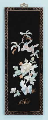 21565 Lacquered Wood Screen With Shell