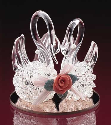 21780 Spun Glass Twin Swans