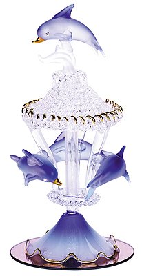 30308 Glass Sculpture Color Dolphins Carousel