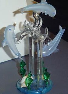 35199 Blue Glass Dolphins Swing