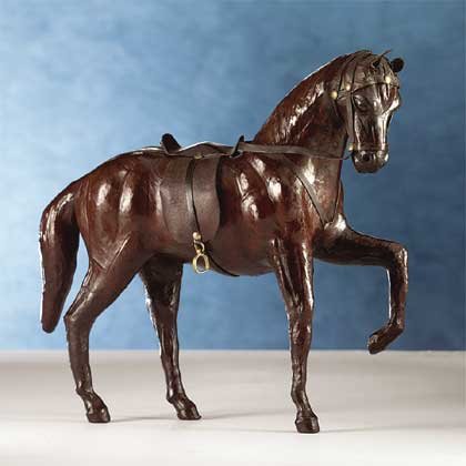 25302 Leather Horse With Saddle And Harness