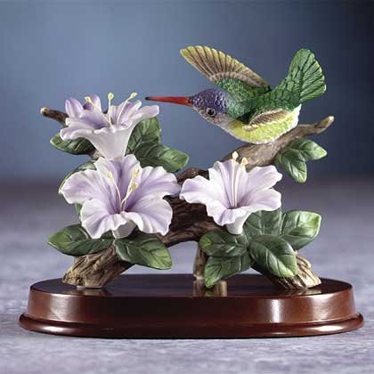 29309 Porcelain Hummingbird At Flower