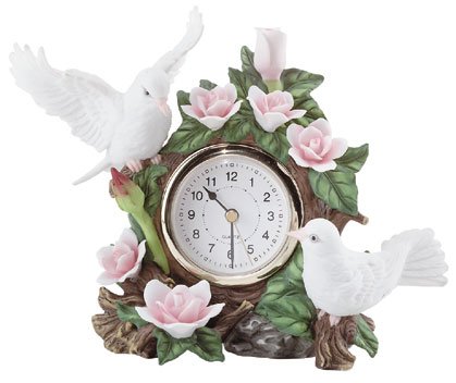 30844 Porcelain Doves & Flowers Quartz Clock