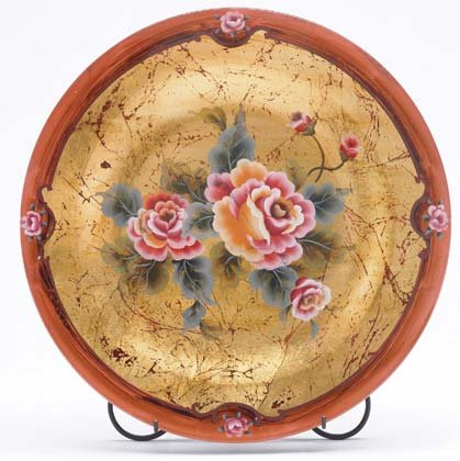 35643 Rose Painted Glass Plate