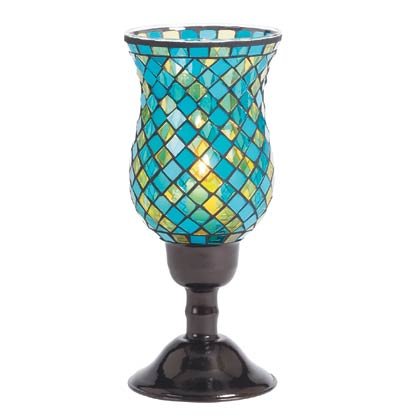 35732 Pair of Mosaic Turquoise Candleholders