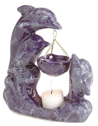 30128 Porcelain Oil Burner - Marblelized Dolphins