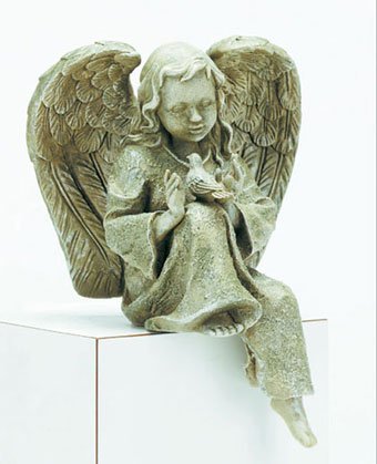 30878 Verdigris-Finished Angel With Bird